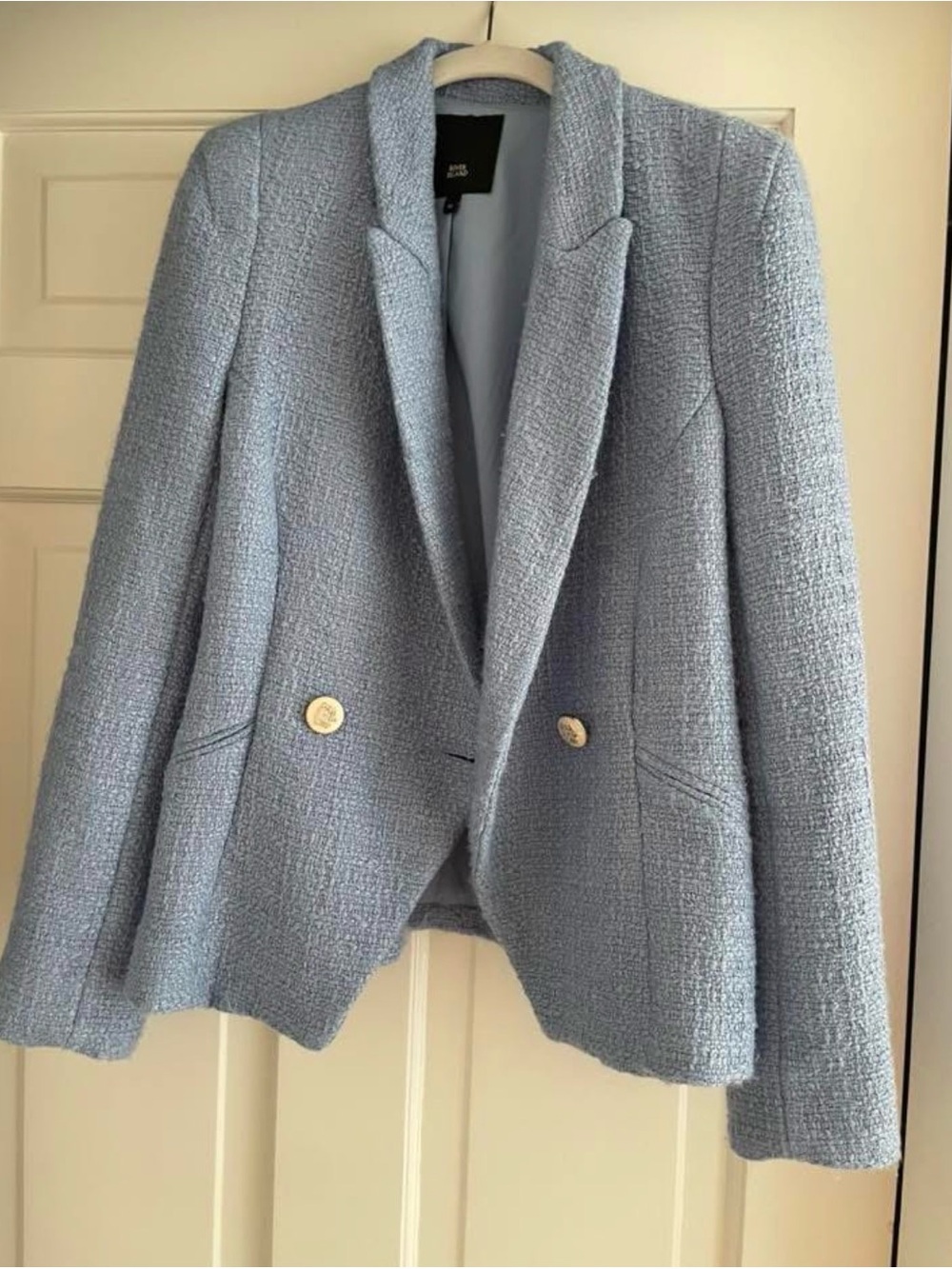 ASOS Light Blue Textured Double-Breasted Blazer